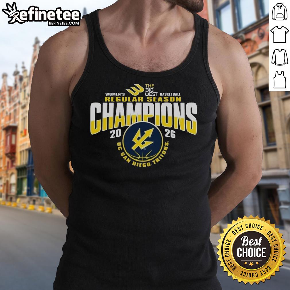 UC San Diego Tritons Women's Basketball 2026 Big West Champions tank top, showcasing team pride and athletic style.