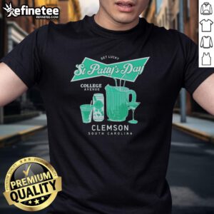 Alt Text: Official Get Lucky St. Patty's Day T-Shirt featuring Clemson, SC design, perfect for celebrating in Tiger Town.