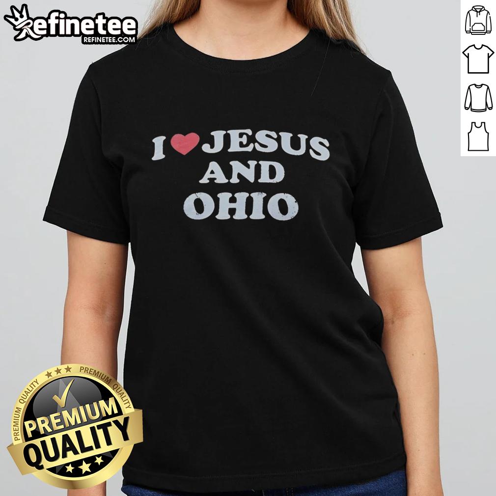 Official I Love Jesus and Ohio Ladies Tee in vibrant colors, perfect for expressing faith and state pride.