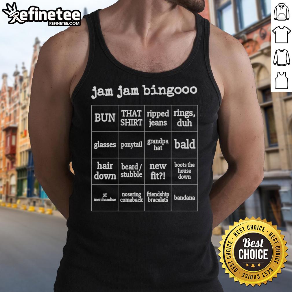 Official Jam Jam Bingooo Bun tank top featuring vibrant colors and playful design, perfect for casual summer wear.