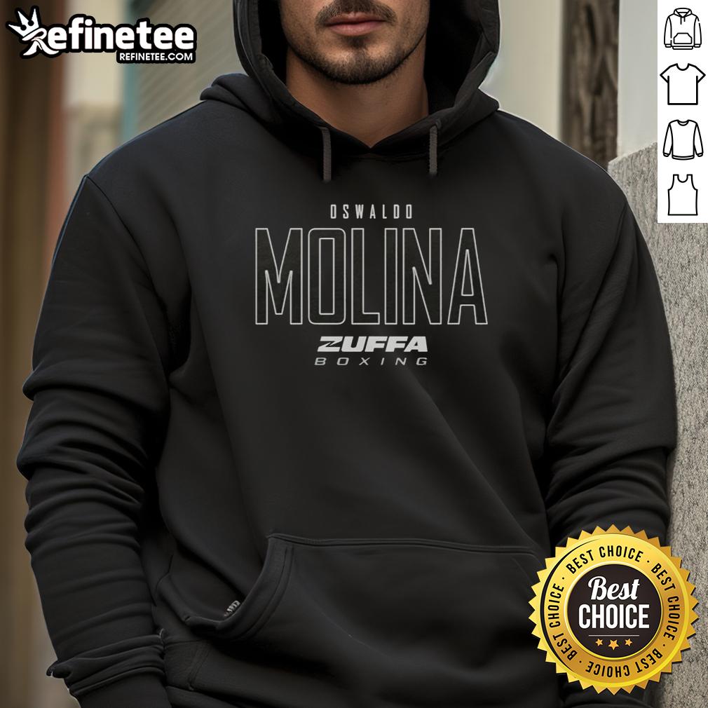 Official Oswaldo Molina Zuffa Boxing Elite Hoodie in black, showcasing a stylish and comfortable design for boxing fans.