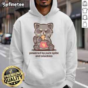 Official Powered By Pure Spite and Snackies Hoodie featuring a bold graphic design in vibrant colors.