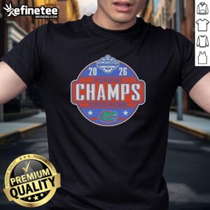 Alt Text: Original Florida Gators 2025 SEC Women's Gymnastics Champions T-Shirt showcasing team pride and championship spirit.