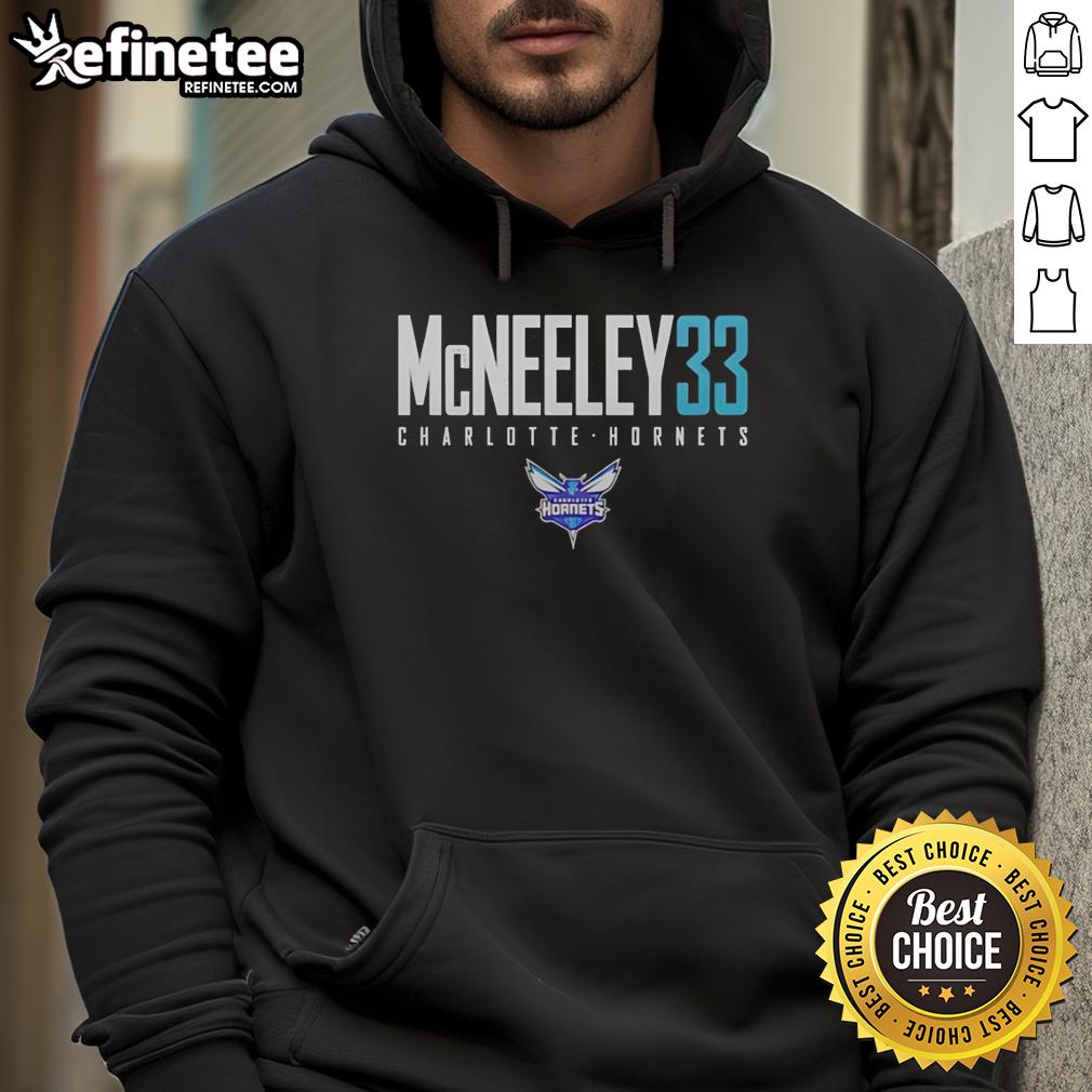 Original Liam McNeeley 33 Charlotte Hornets basketball hoodie featuring vibrant team colors and unique design.