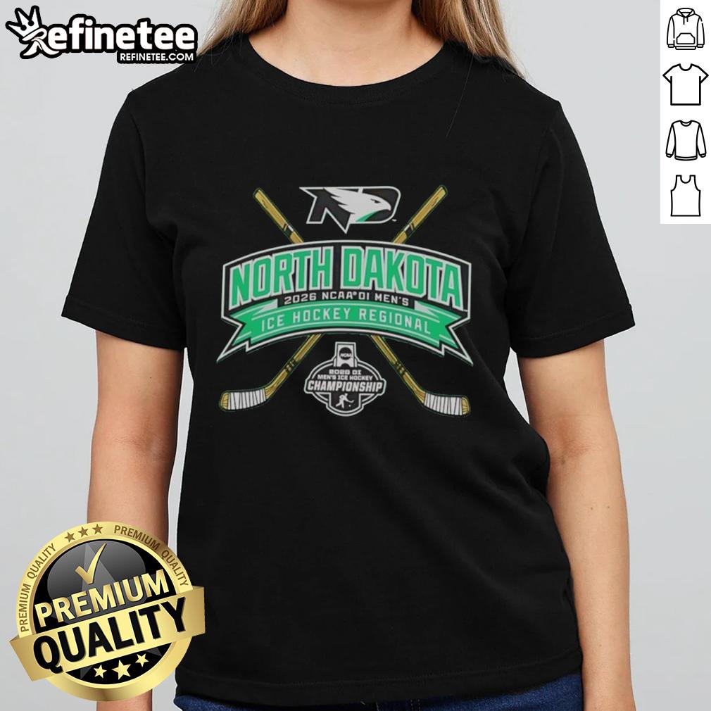 Original North Dakota Fighting Hawks 2026 NCAA Division I Men's Ice Hockey Regional Ladies Tee in green.