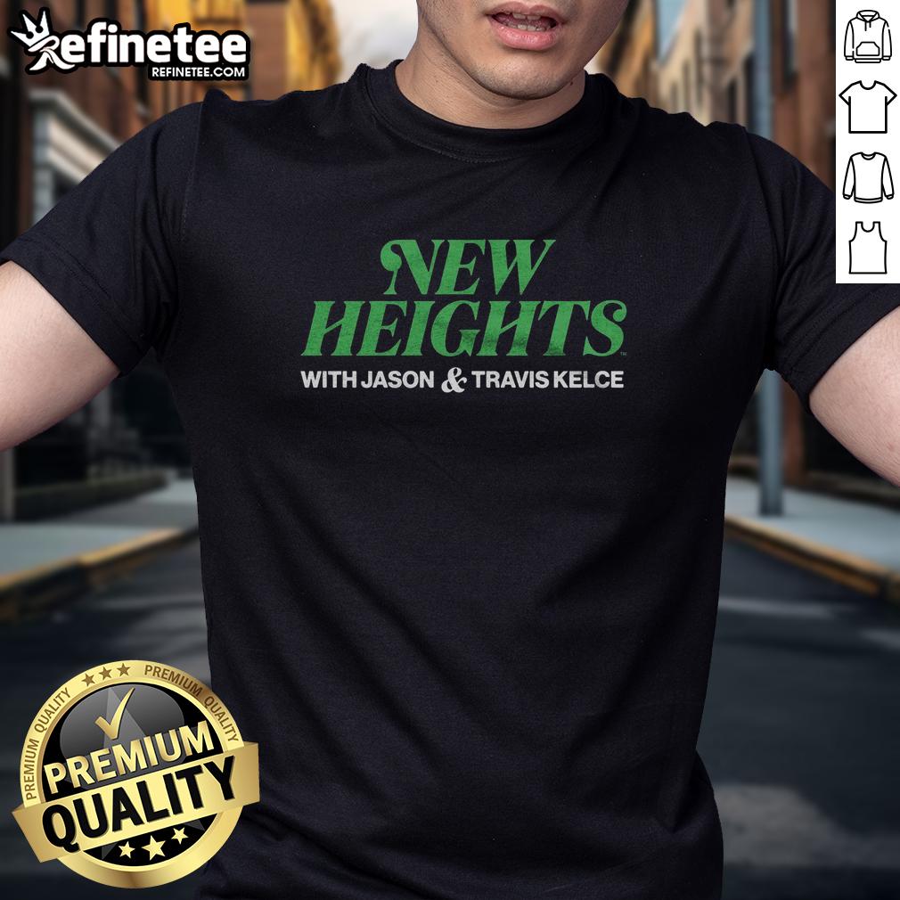Alt Text: Original Women's New Heights Podcast T-Shirt featuring a stylish design in vibrant colors, perfect for fans and casual wear.