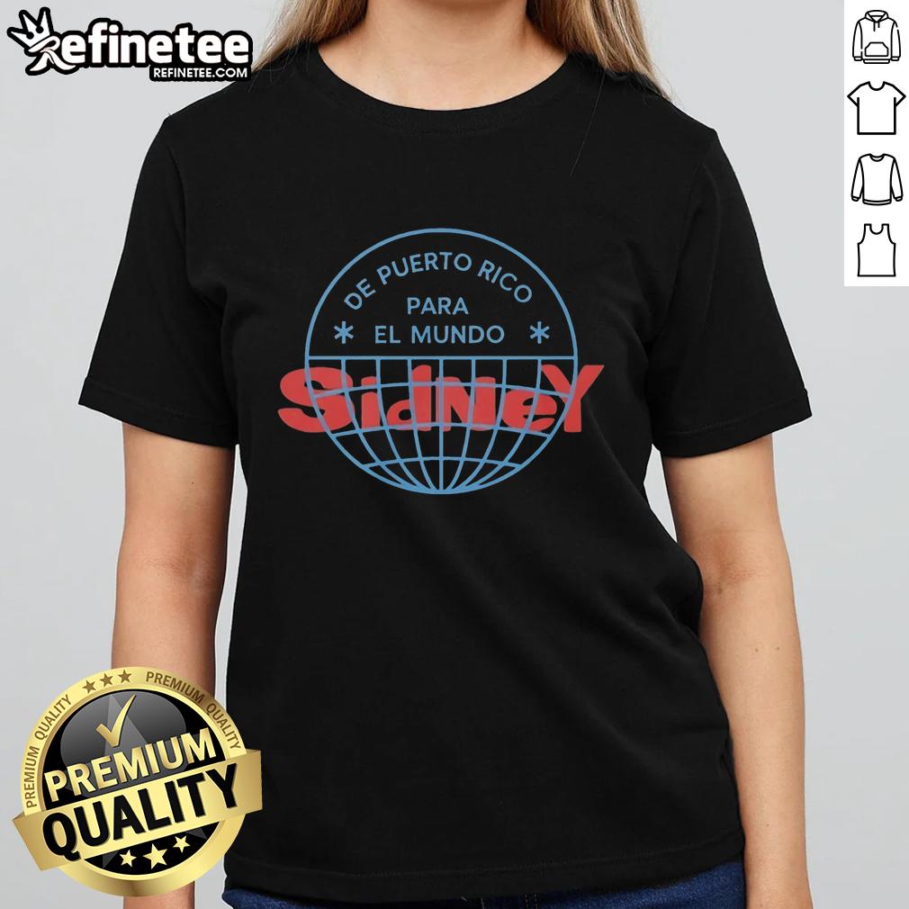 Alt Text: Premium Bad Bunny Puerto Rico Para El Mundo concert tour Sydney Australia ladies tee featuring vibrant design.