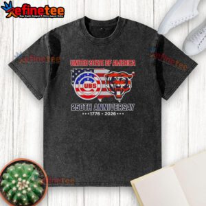 Premium Chicago Sport Teams 250th Anniversary Map Flag Washed T-Shirt showcasing USA pride and local team spirit.