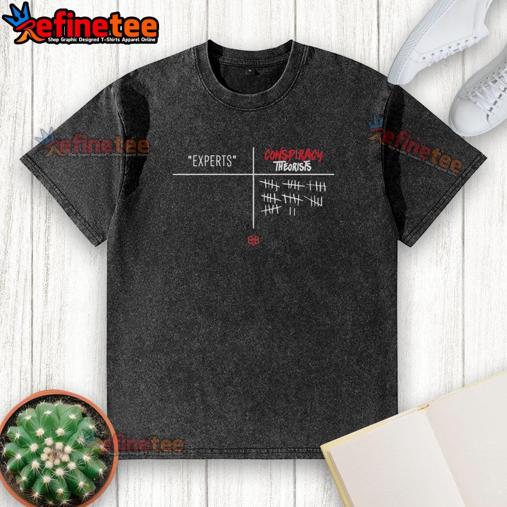 Premium Experts vs Conspiracy Theorists washed t-shirt showcasing a stylish graphic design in soft fabric.