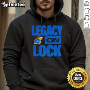 Alt Text: Premium Kansas Jayhawks NCAA 2026 Legacy On Lock On Mascot Hoodie showcasing vibrant team colors and logo.