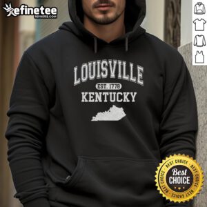 Premium Louisville Kentucky Est 1778 Varsity Hoodie in navy blue, featuring a classic design and cozy fit for stylish comfort.