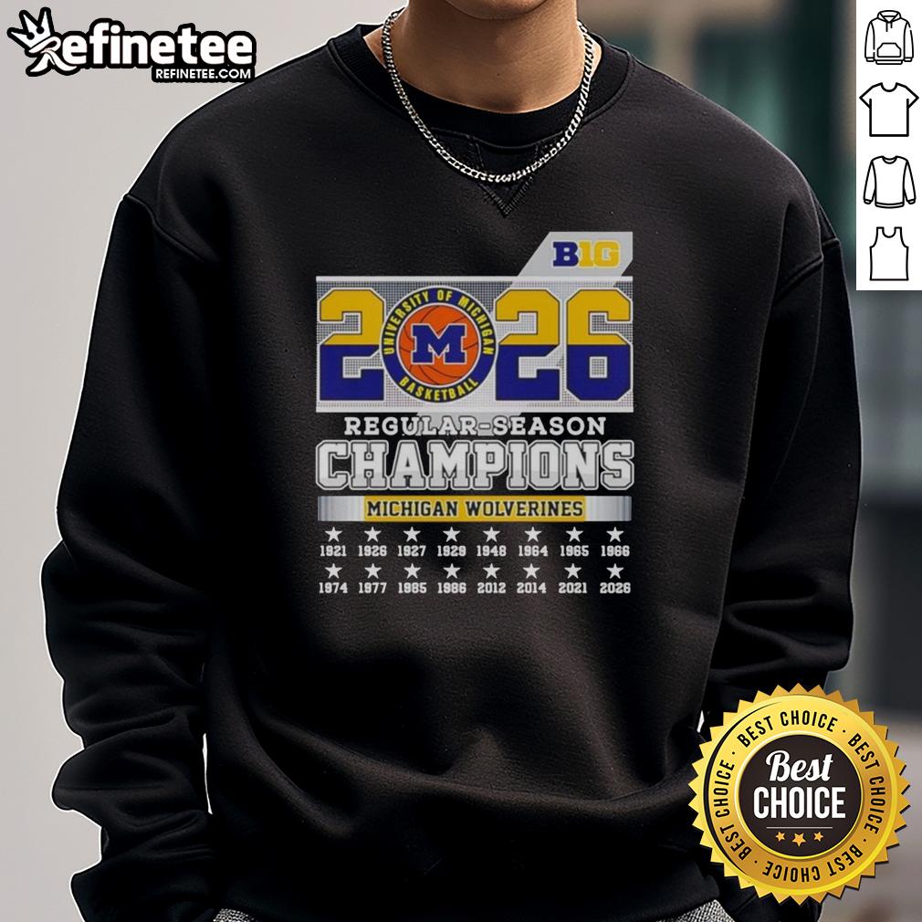 Premium Michigan Wolverines NCAA Basketball Big 10 2026 Champions sweatshirt, showcasing team pride and comfort.
