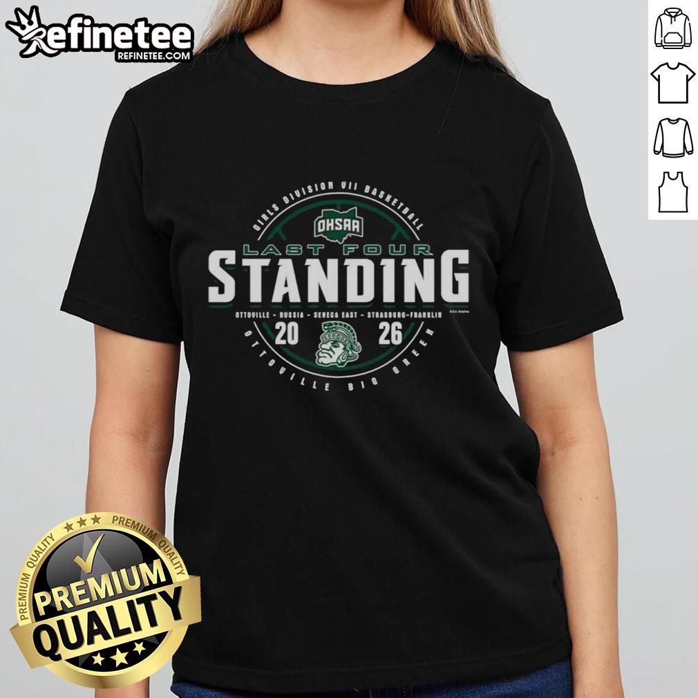 Alt Text: Premium Ottoville Big Green 2026 OHSAA Girls Basketball Division 7 Last Four Standing Ladies Tee in vibrant green.