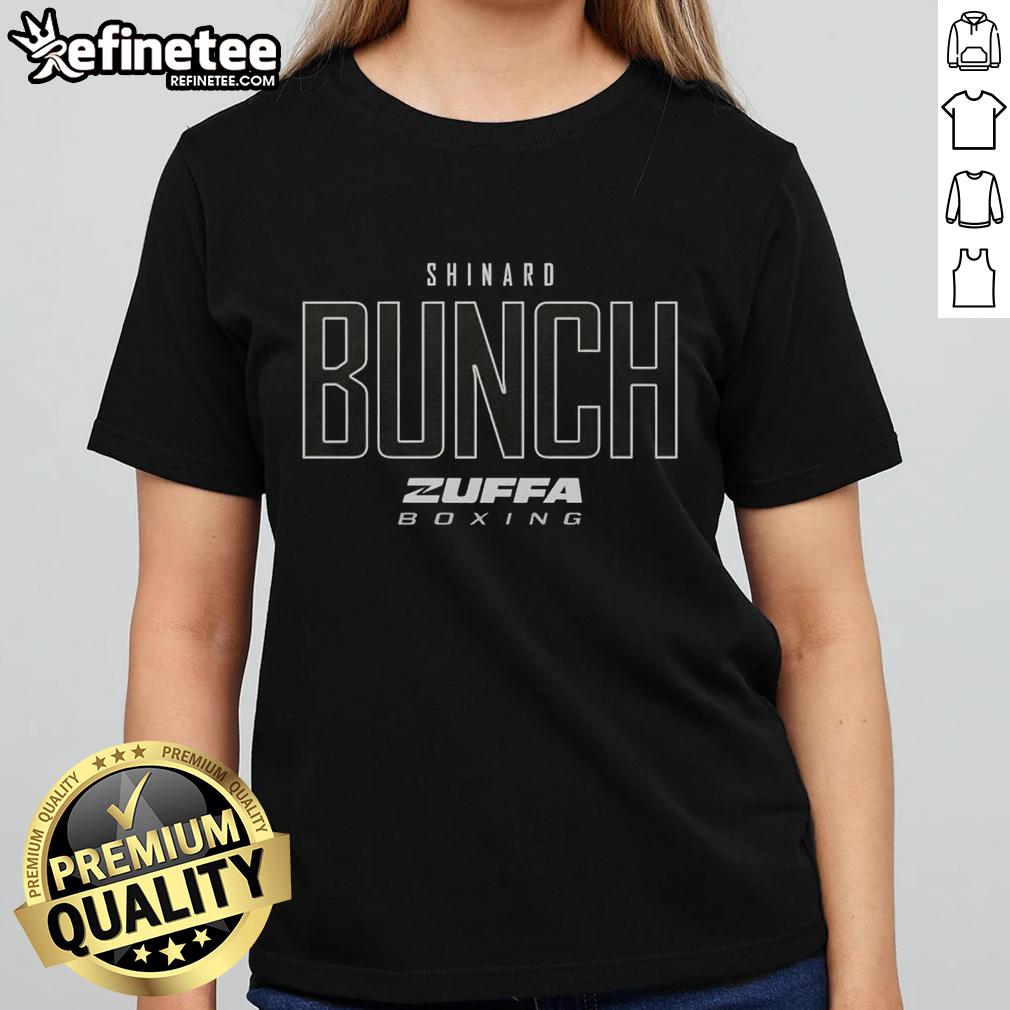 Alt Text: Premium Shinard Bunch Zuffa Boxing Elite Ladies Tee featuring a stylish design perfect for boxing enthusiasts.