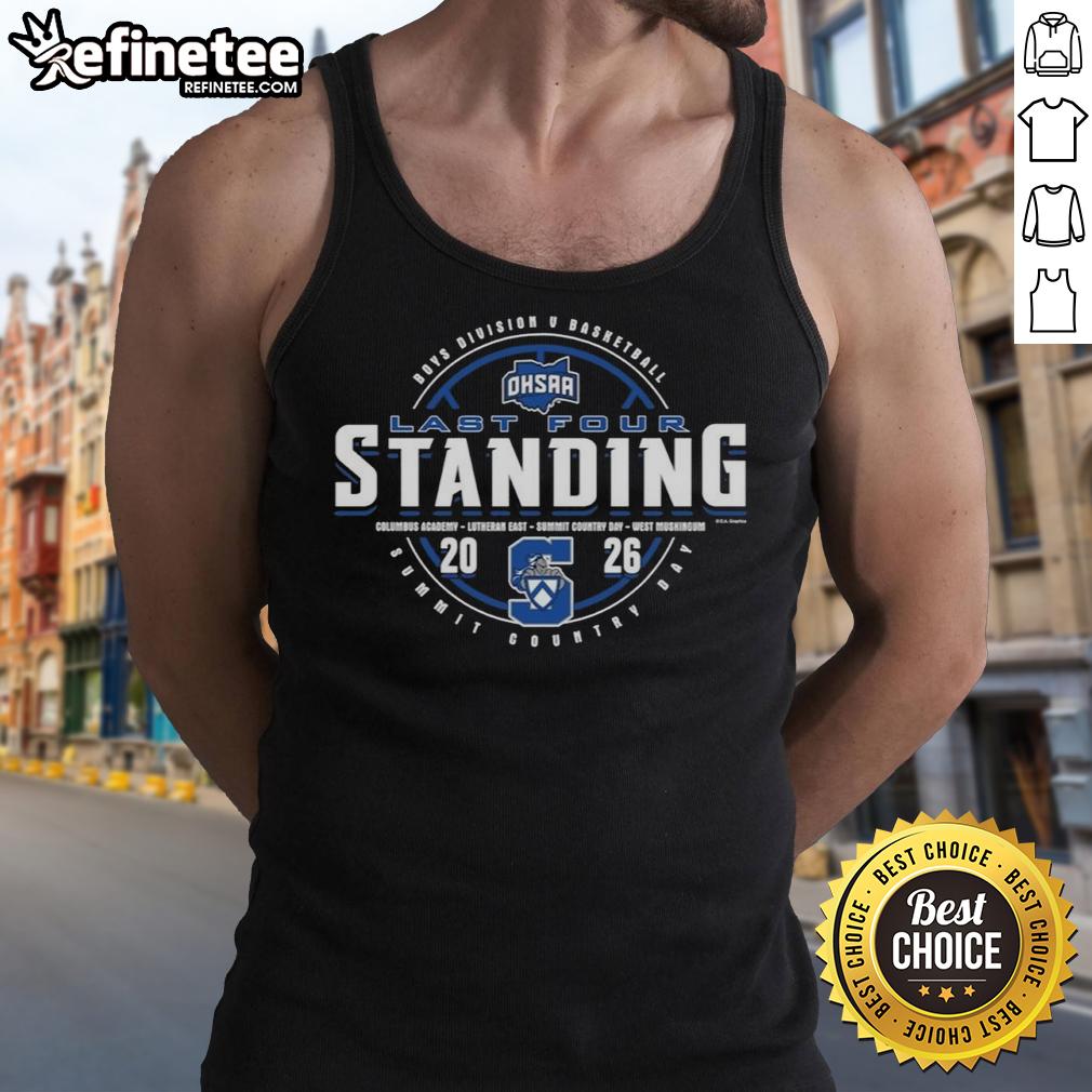 Premium Summit Country Day 2026 OHSAA Boys Basketball Division 5 Last Four Standing tank top displayed on a mannequin.