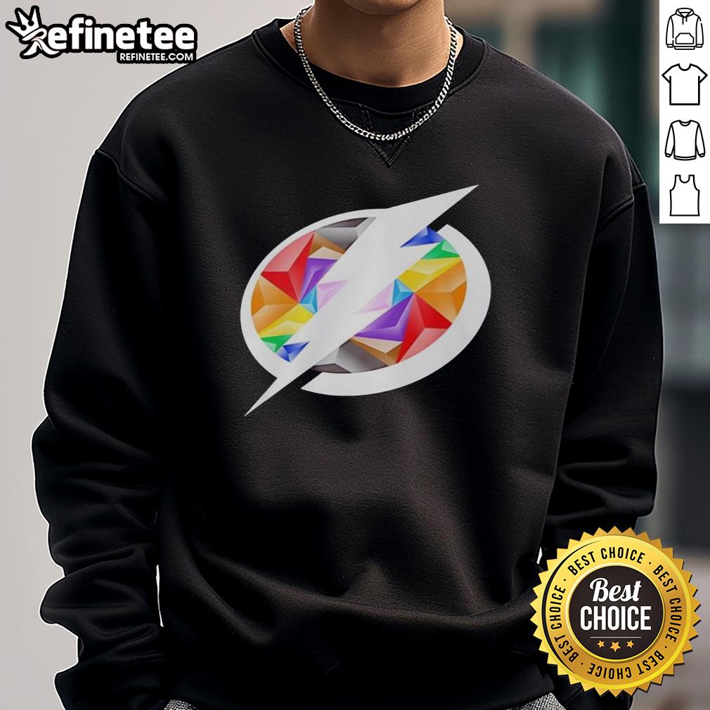Alt Text: Premium Tampa Bay Lightning Pride Logo Sweatshirt featuring vibrant colors and a comfortable fit for fans.
