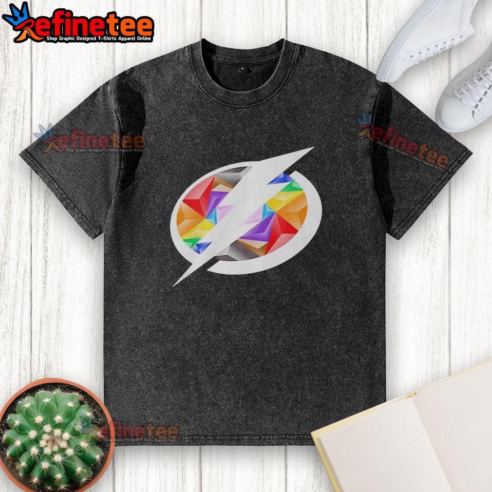 Premium Tampa Bay Lightning Pride Logo Washed T-Shirt featuring vibrant team colors and a stylish design for fans.