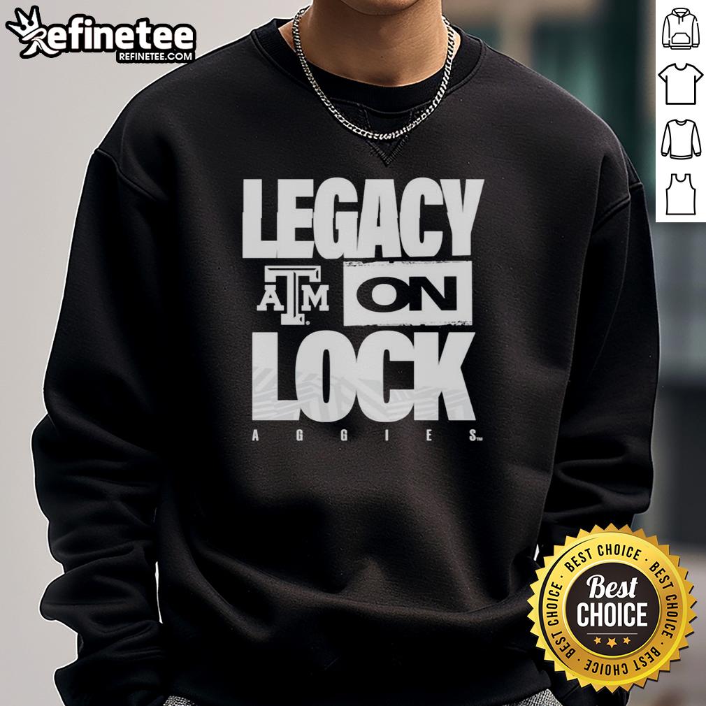 Alt Text: Premium Texas A&M Aggies NCAA 2026 Legacy On Lock logo sweatshirt featuring bold graphics and a comfortable fit.