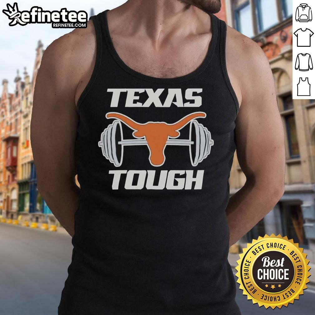 Premium Texas Longhorns barbell tank top featuring tough, detailed design for fitness enthusiasts and team spirit.