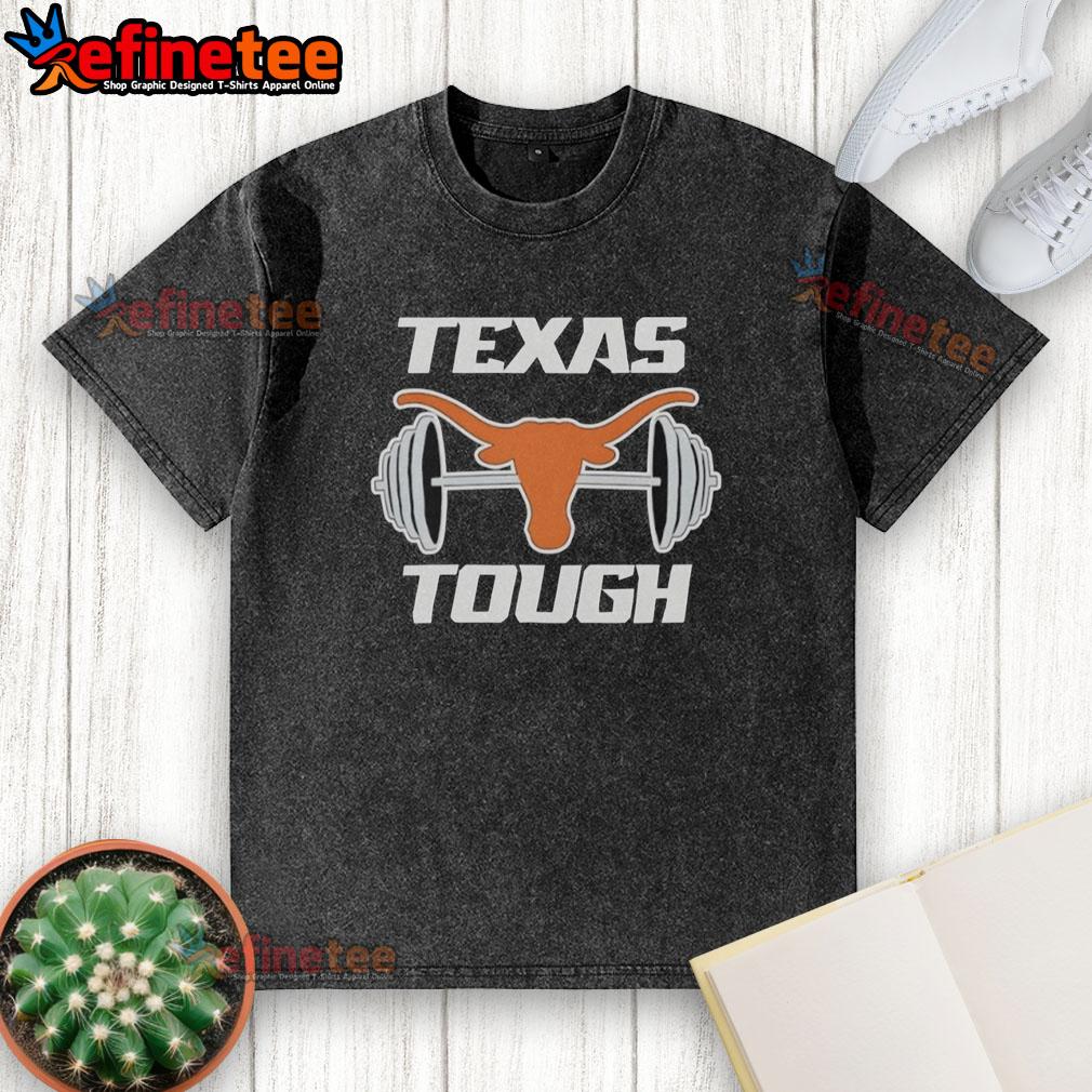 Premium Texas Longhorns and Barbell washed t-shirt featuring tough, detailed graphics for stylish comfort.