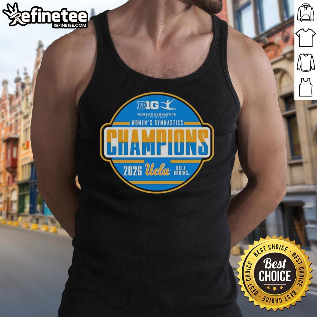 Premium UCLA Bruins Big Ten Women's Gymnastics Tournament Champions tank top showcasing team spirit and athletic style.