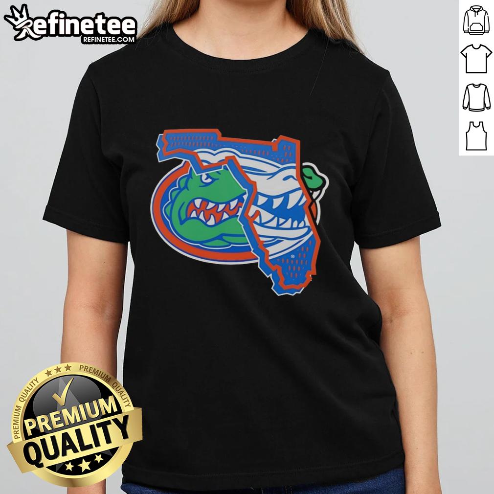 Awesome Florida Gators logo on a stylish map design for ladies' tee, perfect for fans and casual wear.