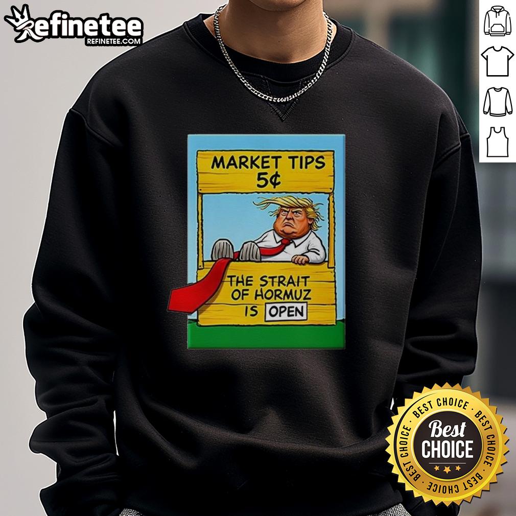 Awesome Market Tips: Trump sweatshirt featuring the Strait of Hormuz, perfect for trendy political apparel.