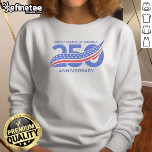Awesome United States of America 250th Anniversary Semiquincentennial flag retro sweatshirt design featuring patriotic colors.