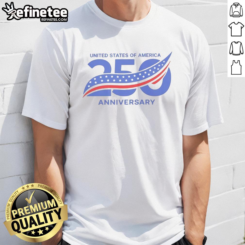 Alt Text: Retro T-shirt featuring the Awesome United States of America 250th Anniversary Semiquincentennial flag design.