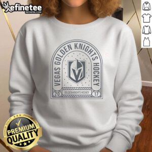 Alt Text: Stylish 'Awesome Vegas Golden Knights Hockey 2017' sweatshirt with unique archway design, perfect for fans.