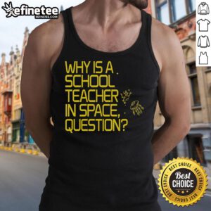 School teacher in space graphic on a tank top, showcasing creativity and inspiration for education enthusiasts.