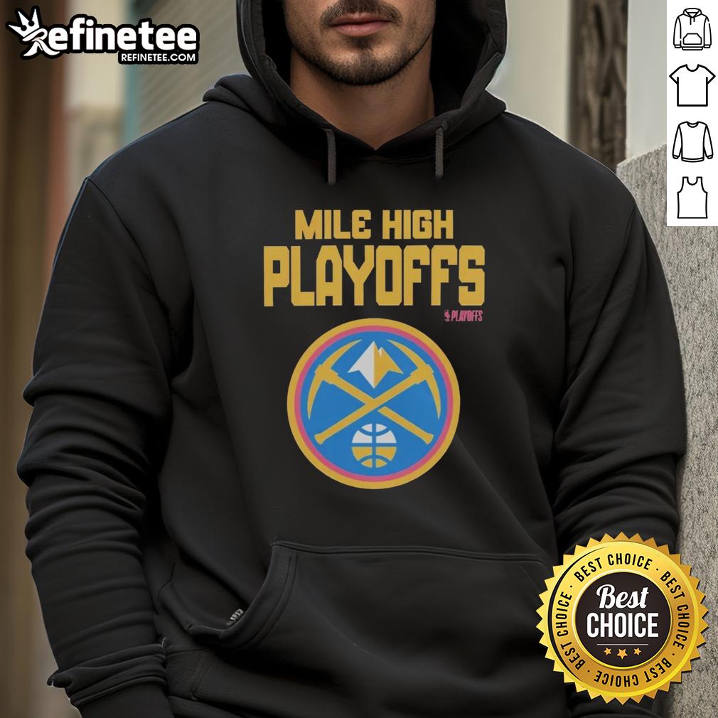 Denver Nuggets 2026 NBA Playoffs hoodie featuring vibrant design for fans, perfect for cheering on during the Hot Mile High playoffs.