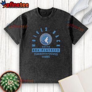 Hot Minnesota Timberwolves 2026 NBA Playoffs Wolves Back Washed T-Shirt featuring team logo and vibrant colors.