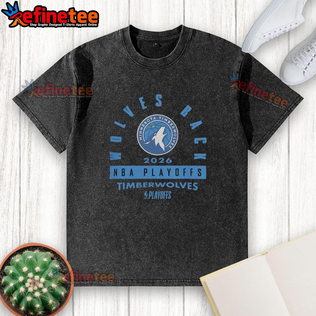 Hot Minnesota Timberwolves 2026 NBA Playoffs Wolves Back Washed T-Shirt featuring team logo and vibrant colors.