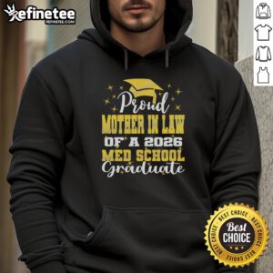 Hot proud mother-in-law of 2026 med school graduate wearing a stylish hoodie, celebrating academic achievement.