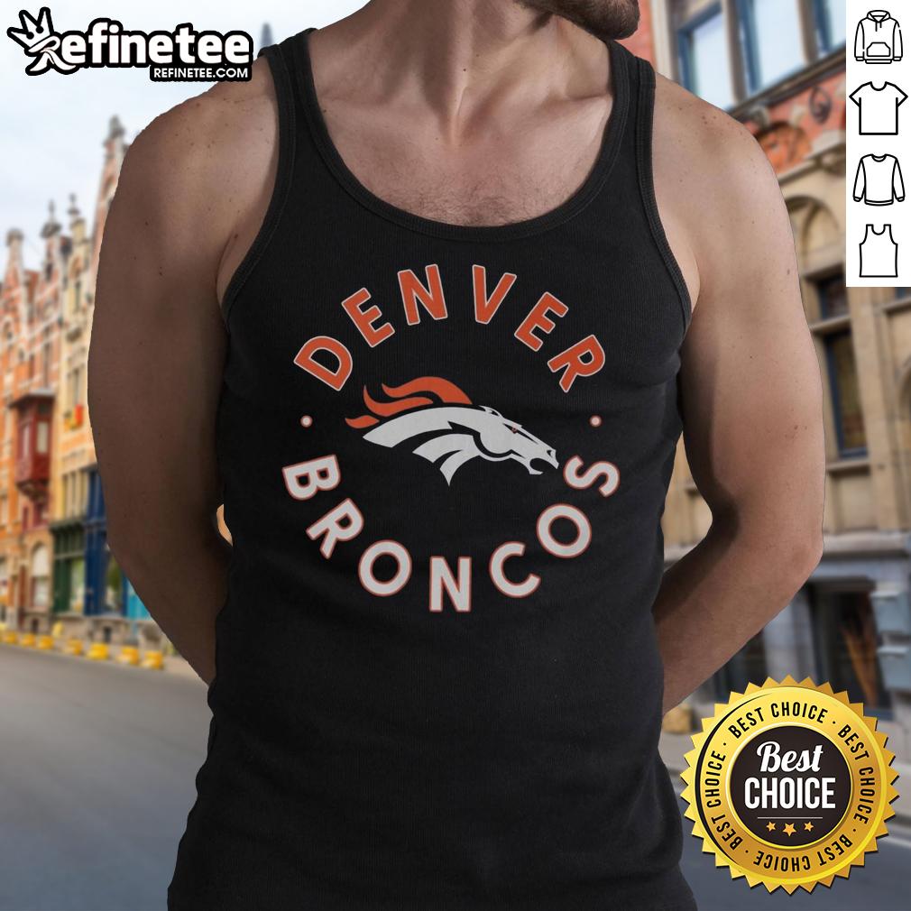 Stylish Denver Broncos circle tank top for fans, featuring team colors and logo, perfect for game day or casual wear.
