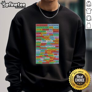 Nice Earl sweatshirt featuring The Alchemist, Zack Fox, and Uway name list in stylish graphic design for streetwear fans.