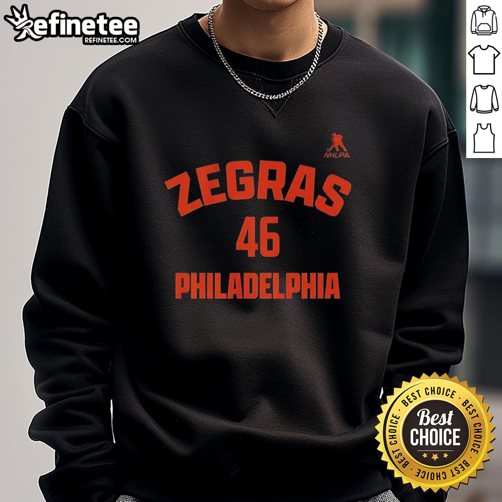 Nice Trevor Zegras 46 Philadelphia Flyers sweatshirt featuring bold team colors and logo for hockey fans.