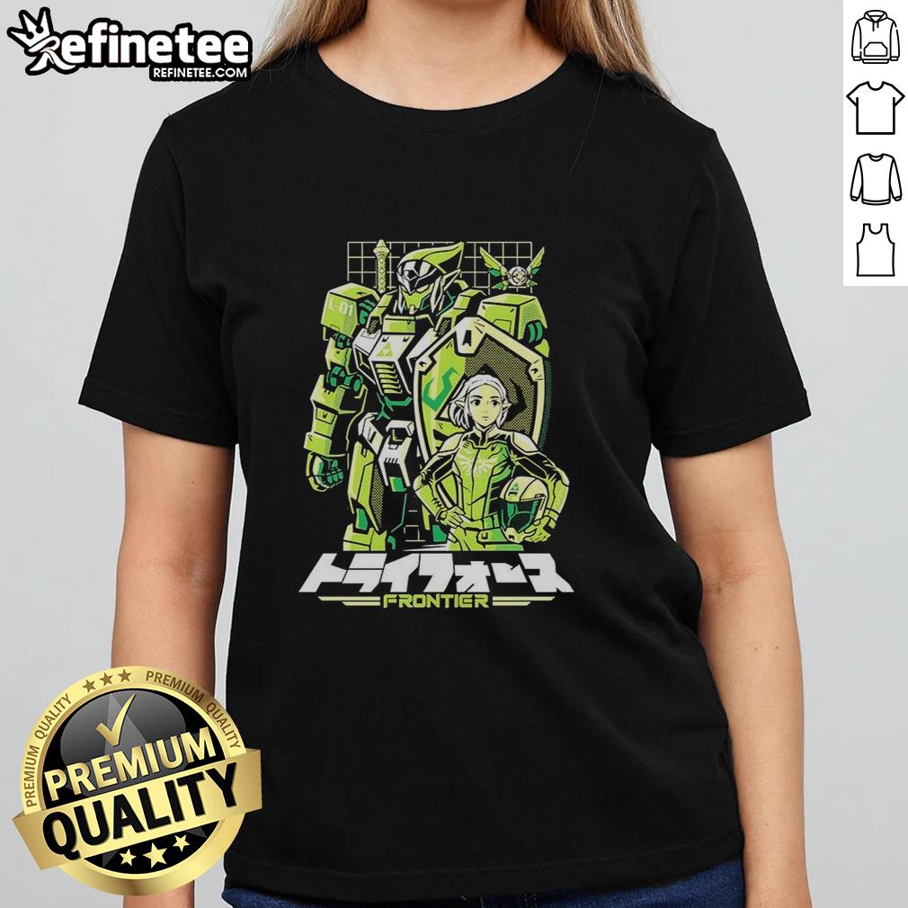 Mecha-style ladies tee featuring Nice Triad Frontier design from The Legend of Zelda: Ocarina of Time.