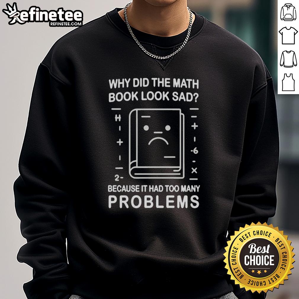 Alt Text: Official Math Book Blues sweatshirt in navy blue, featuring a stylish design perfect for math enthusiasts.