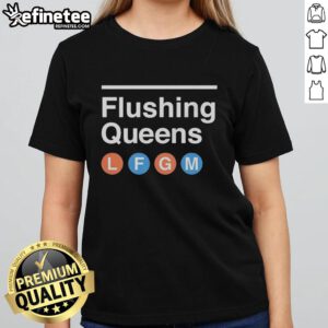 Official New York Mets baseball tee for ladies featuring Flushing Queens logo, perfect for fans and casual wear.