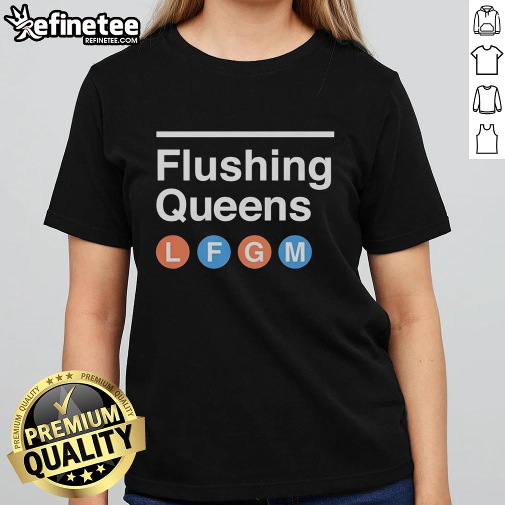 Official New York Mets baseball tee for ladies featuring Flushing Queens logo, perfect for fans and casual wear.