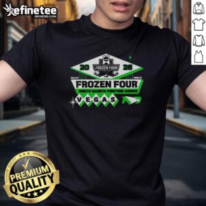 North Dakota Fighting Hawks Men's Hockey 2026 NCAA Frozen Four Vegas logo T-shirt, showcasing team spirit and style.