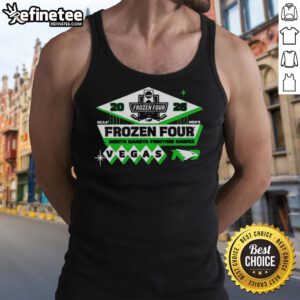 Alt Text: Official North Dakota Fighting Hawks men's hockey 2026 NCAA Frozen Four Vegas logo tank top design.