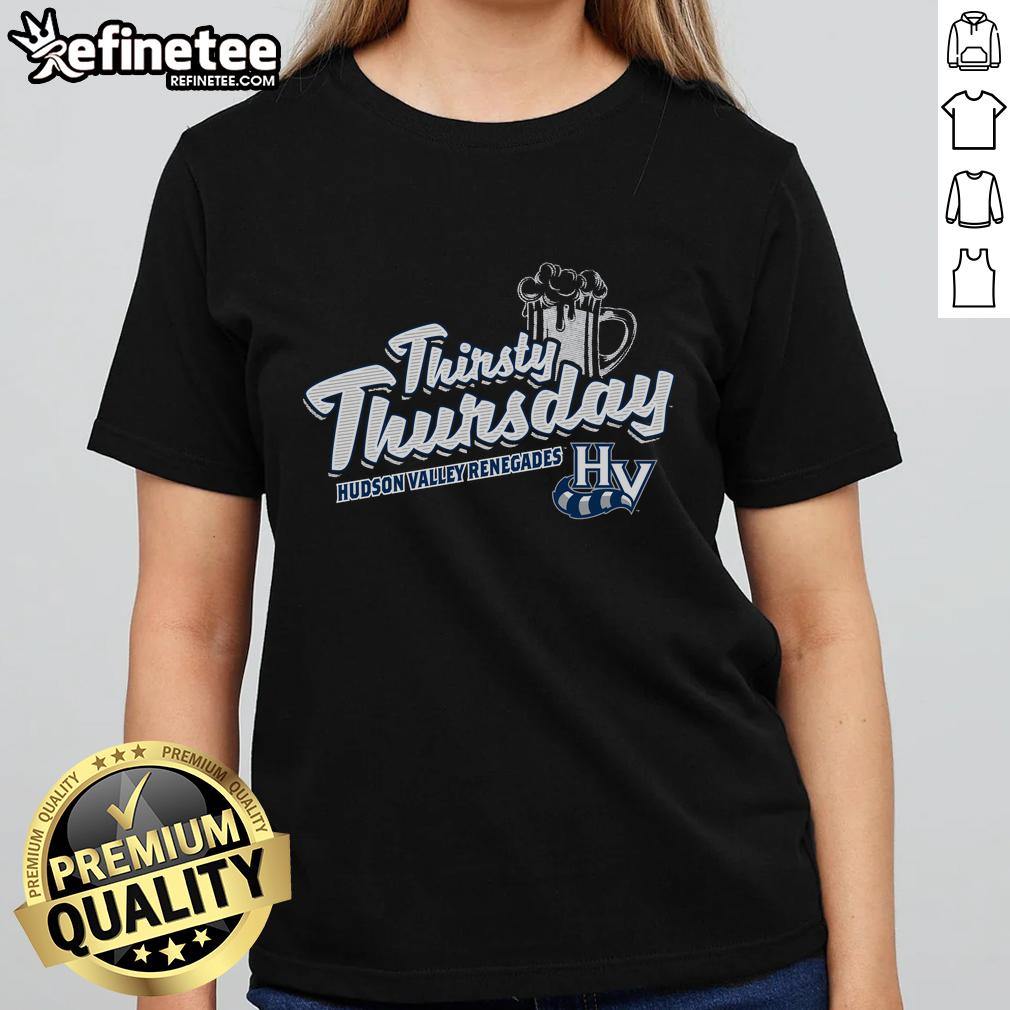 Official Thirsty Thursday Hudson Valley Renegades ladies tee featuring team logo and stylish design for game day.