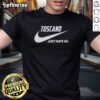 Alt Text: Official Toscano Just Hate Us Parody Logo T-Shirt featuring a humorous design for fans of unique apparel.