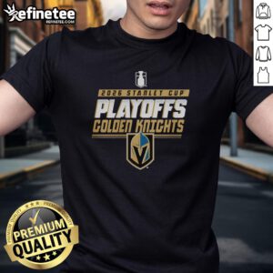 Official Vegas Golden Knights Stanley Cup Playoffs 2026 T-Shirt featuring team logo and vibrant colors for fans.