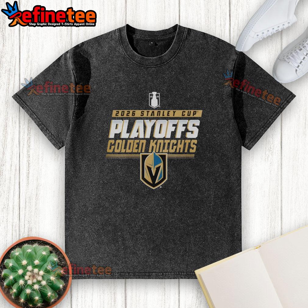 Official Vegas Golden Knights Stanley Cup Playoffs 2026 washed t-shirt featuring team logo and playoff graphics.