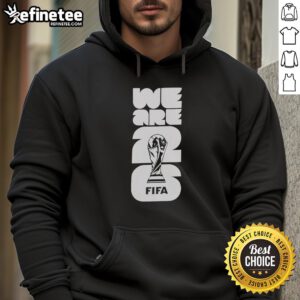 Official We Are 2026 FIFA World Cup trophy lights hoodie featuring vibrant design and sporty style for fans.