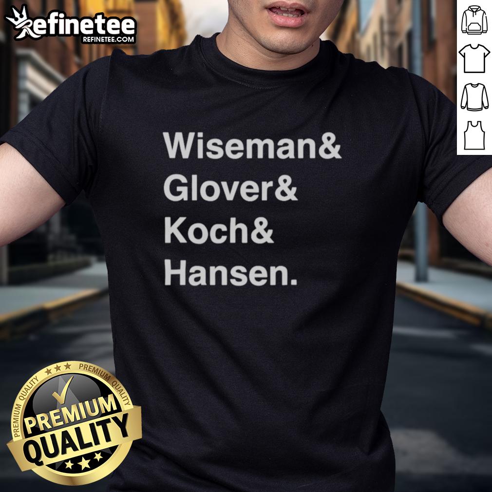 Alt Text: Official Wiseman Glover Koch Hansen T-Shirt featuring a stylish design and logo, perfect for fans and collectors.